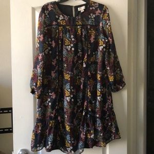 LOFT flower printed shift dress